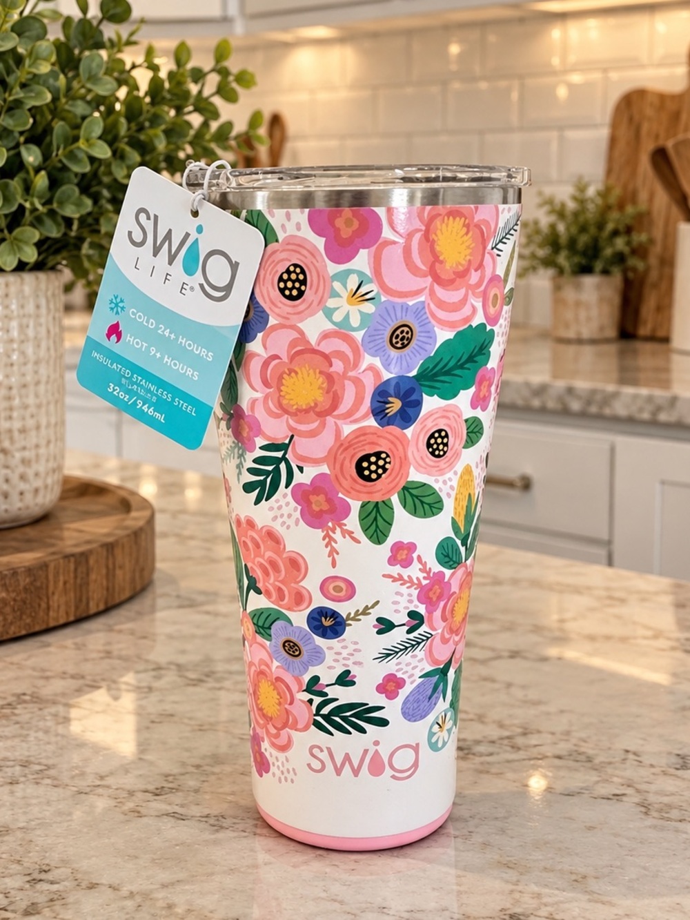 Swig Life Insulated Stainless Steel Tumbler 32oz Full Bloom